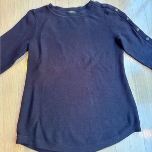 Talbots Navy Button-Shoulder Top